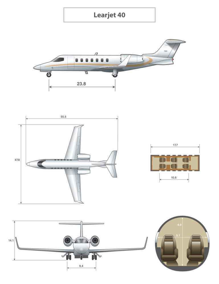 Learjet40 cabin specs