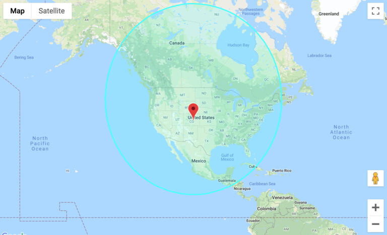 Range Map of United States zoning in on Colorado