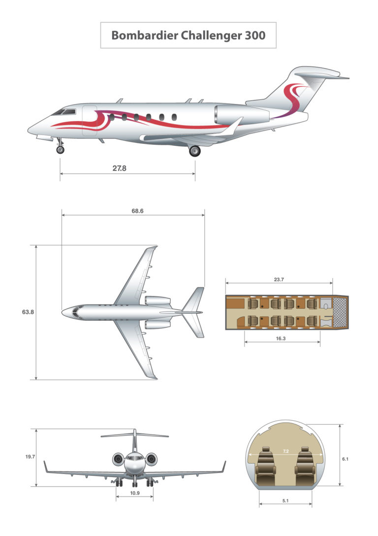 cabin specs Bombardier Challenger 300