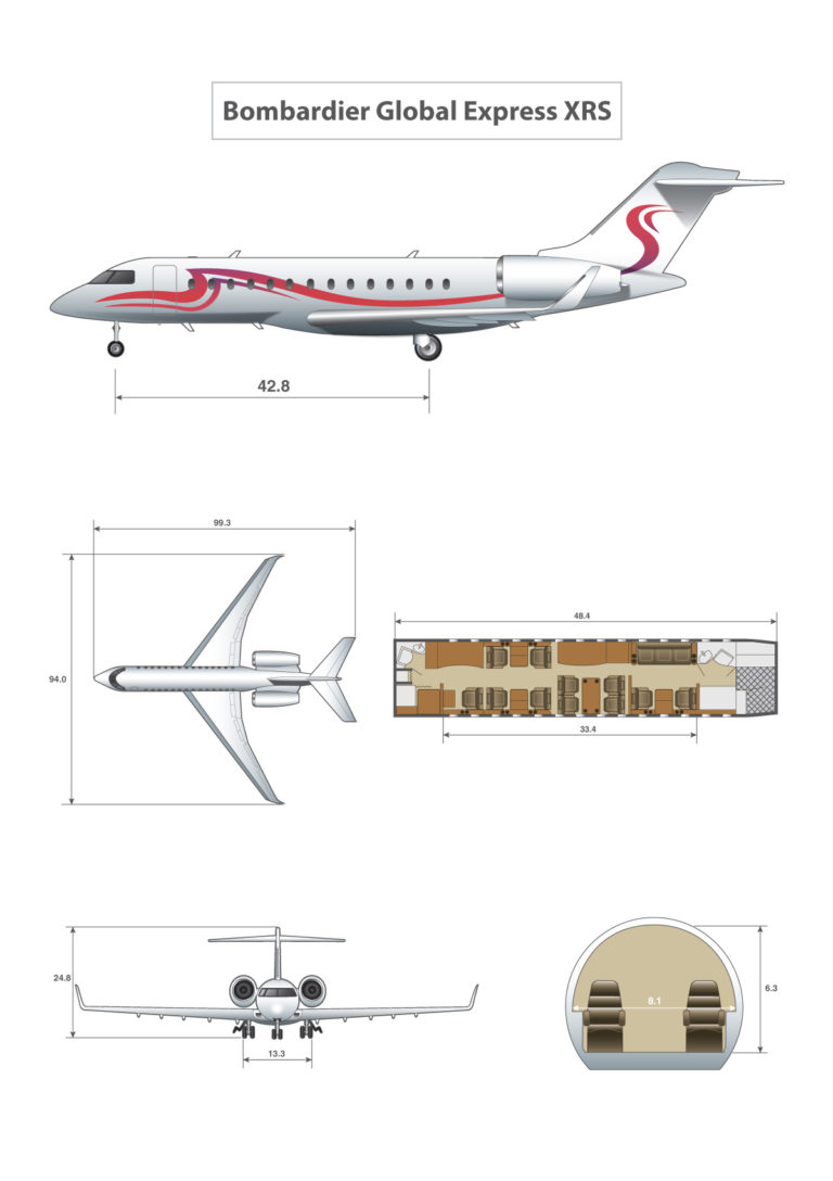 cabin specs Bombardier Global Express XRS