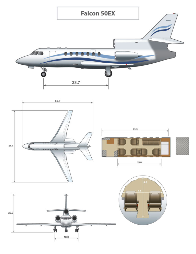 cabin specs Falcon 50EX