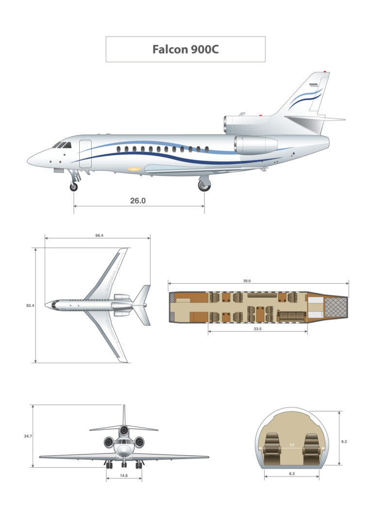 cabin specs Falcon 900C